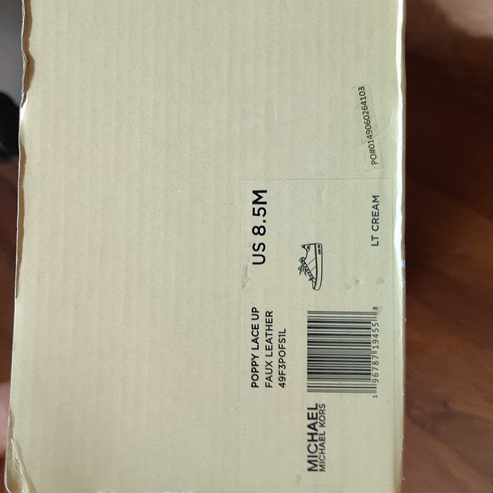 Michael Kors Poppy (Lace Up Sneakers) Sz 8.5M Cream/Brown - Picture 7 of 7